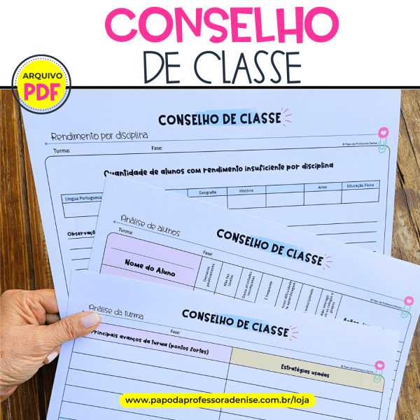 Ficha para Conselho de Classe Watercolors - Papo da Professora Denise